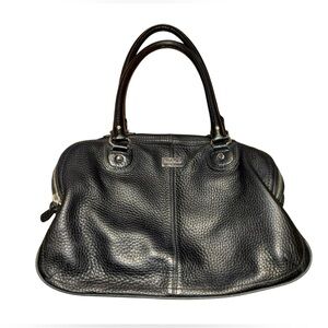 Cole Haan Triple Zip Pebbled Leather Organizer Satchel in Black